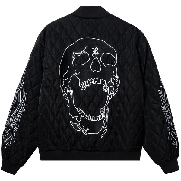 Skull Logo Quilted Bomber Jacket