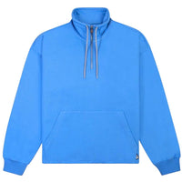 OPEN HEM HALF ZIP SWEATSHIRT AZURE BLUE