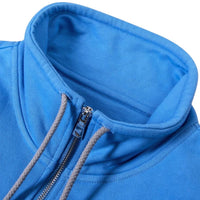 OPEN HEM HALF ZIP SWEATSHIRT AZURE BLUE