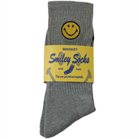 Smiley Badge Socks - Heather Grey