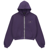RTA Kaen Cropped Zip Up Hoodie - Grape Curva Ultra