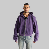 RTA Kaen Cropped Zip Up Hoodie - Grape Curva Ultra