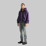 RTA Kaen Cropped Zip Up Hoodie - Grape Curva Ultra