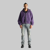 RTA Kaen Cropped Zip Up Hoodie - Grape Curva Ultra