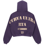 RTA Kaen Cropped Zip Up Hoodie - Grape Curva Ultra