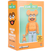 Bearbrick x Sesame Street Oscar the Grouch (The Original Orange Fur Ver.) 100% & 400% Set