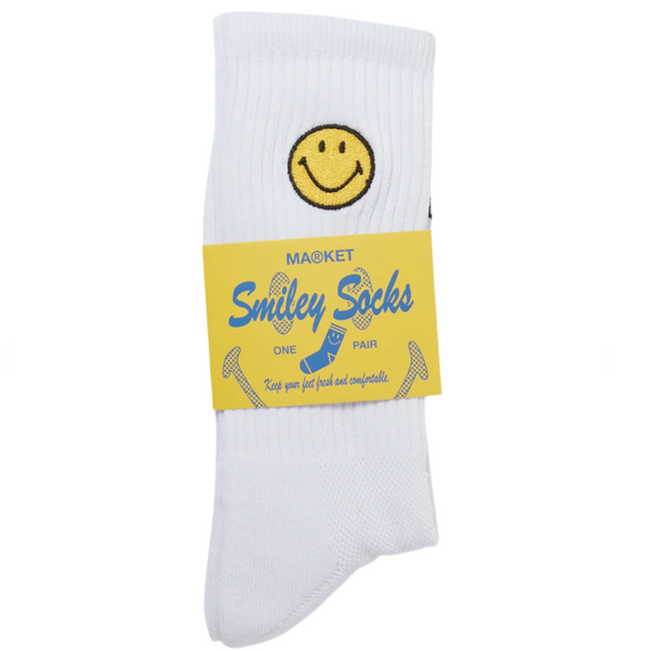 Smiley Badge Socks - White