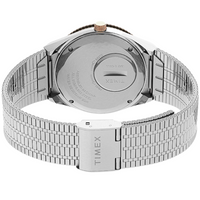 Q TIMEX 36MM STAINLESS STEEL BRACELET WATCH WOMEN'S | SILVER